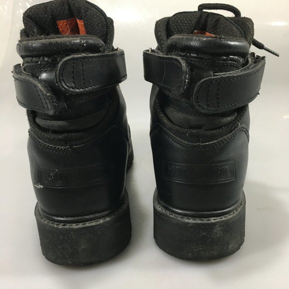Harley Davidson 8 Black Leather Motorcycle Ankle Boots 91017 main image 4